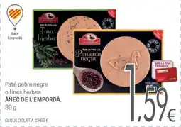 Valvi Supermercats Ànec de l'Empordà paté pebre negre o fines herbes oferta