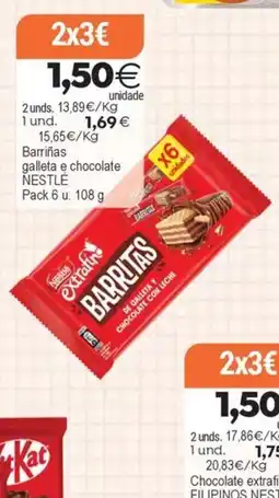 Plenus Supermercados Nestle barritas galleta y chocolate oferta