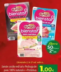 Spar La Palma elpozo bienstar jamón cocido red/sal o pechuga de pavo 100% natural o +proteínas oferta