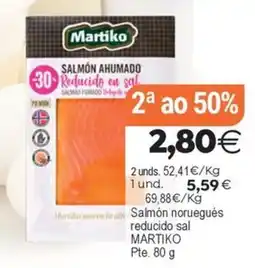 Plenus Supermercados Martiko salmón ahumado reducido en sal oferta