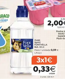 Supermercados Aquí Font Vella Auga Sport oferta