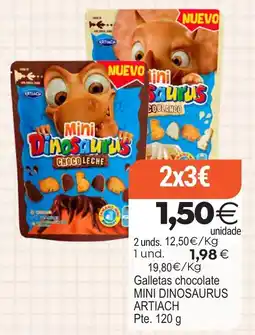 Supermercados Aquí Artiach mini dinosaurus choco leche oferta
