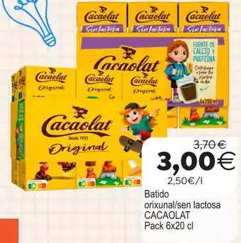 Cacaolat Batido orixunal/sen lactosa