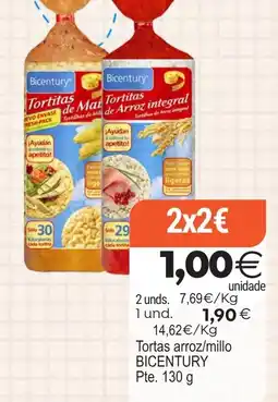 Supermercados Aquí Bicentury tortitas arroz/millo oferta