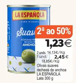 Supermercados Aquí La española olivas suaves recheas de anchoa oferta