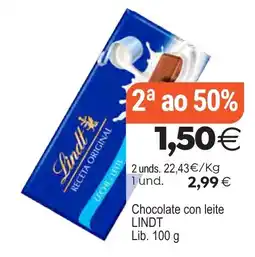 Supermercados Aquí Lindt chocolate con leite oferta