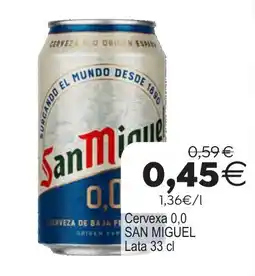 Supermercados Aquí San Miguel Cerveza 0,0 oferta