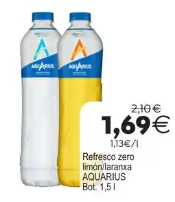 Supermercados Aquí Aquarius refresco zero limón/laranxa oferta