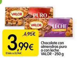 Dialprix Valor chocolate con almendras puro o con leche oferta