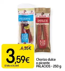Dialprix Palacios chorizo dulce o picante oferta