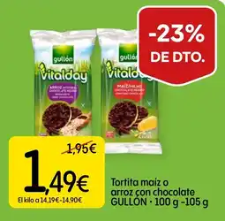 Dialprix Gullón tortita maíz o arroz con chocolate oferta