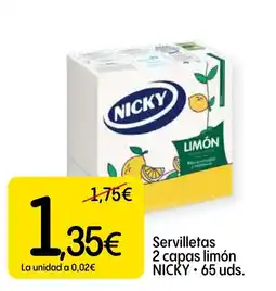 Dialprix Nicky servilletas 2 capas limón oferta