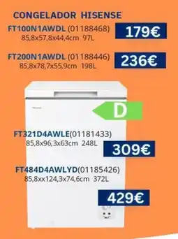 Master Cadena Congelador hisense ft100n1awdl oferta