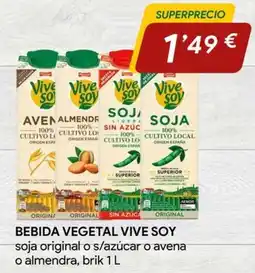 Minymas Vive Soy bebida vegetal soja original o s/azúcar o avena o almendra oferta