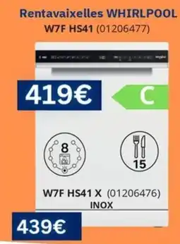 Master Cadena Rentavaixelles WHIRLPOOL W7F HS41 oferta