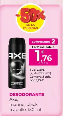 SPAR Gran Canaria Axe desodorante marine black o apollo oferta