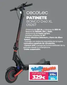 Electrocash cecotec patinete bongo d40 xl 09267 oferta