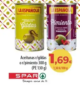 Spar Tenerife La Española aceitunas r/gildas o r/pimiento oferta