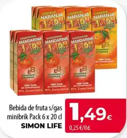 Spar Tenerife Simon life bebida de fruta s/gas oferta