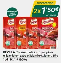 Masymas Revilla chorizo tradición o pamplona o salchichón extra o salami ext. oferta