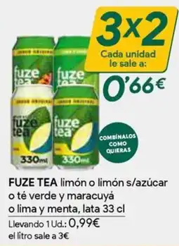 Masymas fuze tea limón o limón s/azúcar o té verde y maracuyá o lima y menta oferta