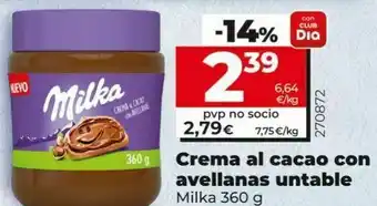 Crema de cacao milka