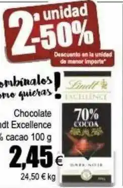 FROIZ 2a Unidad -50% Chocolate Lindt Excellence oferta