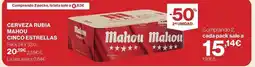 El Corte Inglés Mahou - cerveza rubia cinco estrellas oferta
