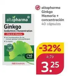 Rossmann Altapharma - ginkgo memoria + concentración oferta
