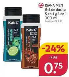 Rossmann Isana - men gel de ducha 5 en 1 y 3 en 1 oferta