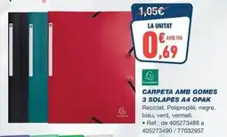 Bureau Vallée Exacompta - carpeta amb gomes 3 solades 4opak oferta