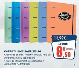 Bureau Vallée Wave - carpeta amb anelles a4 oferta