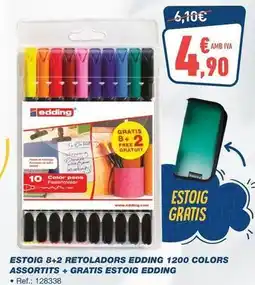Bureau Vallée Edding - estoig 8+2 retoladors 1200 colors assortits + gratis estoig oferta