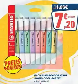 Bureau Vallée Stabilo - pack 8 marcador fluo swing cool pastel oferta