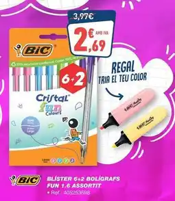 Bureau Vallée Bic - blister 6+2 boligrafs fun 1.6 assortit oferta