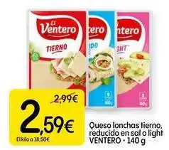 Dialprix El ventero - queso lonchas tierno, reducido en sal o light oferta