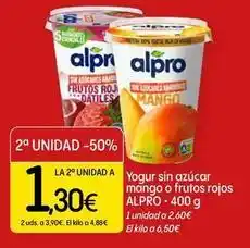 Dialprix Alpro - yogur sin azúcar mango o frutos rojos oferta