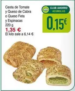 Masymas Cesta de tomate y queso de cabra o queso feta y espinacas oferta