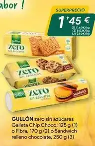 Masymas Gullón - zero sin azucares galleta chip choco oferta