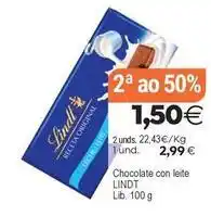 Plenus Supermercados Lindt - chocolate con leite oferta