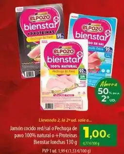 SPAR Lanzarote Elpozo - jamon cocido red/sal o pechuga de pavo 100% natural o proteinas bienstar lonchas oferta
