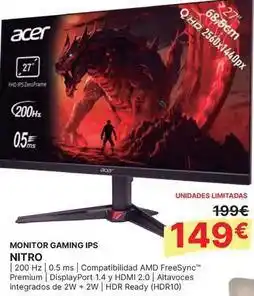 Dynos Informática Acer - monitor gaming ips oferta