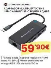 Dynos Informática Conceptronic - adaptador multipuerto 7 en 1 usb-c a hdmi/ usb-c pd/ usb 3.0/gbe oferta
