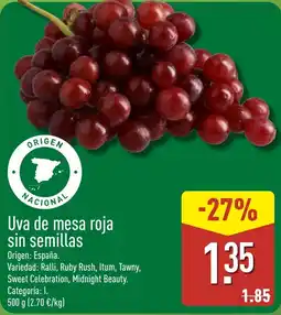 ALDI Uva de mesa roja sin semillas oferta