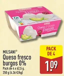 ALDI Milsani queso fresco burgos 0% oferta