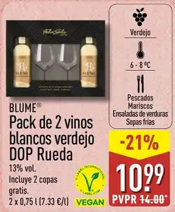 ALDI Blume pack de 2 vinos blancos verdejo dop rueda oferta