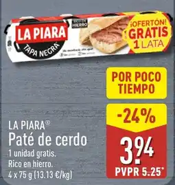 ALDI La Piara paté de cerdo oferta