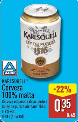 ALDI Karlsquell cerveza 100% malta oferta