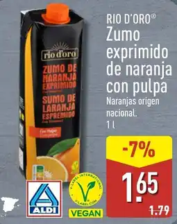 ALDI Rio d'oro zumo exprimido de naranja con pulpa oferta