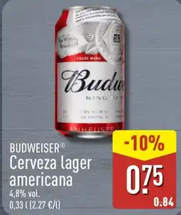 ALDI Budweiser cerveza lager americana oferta